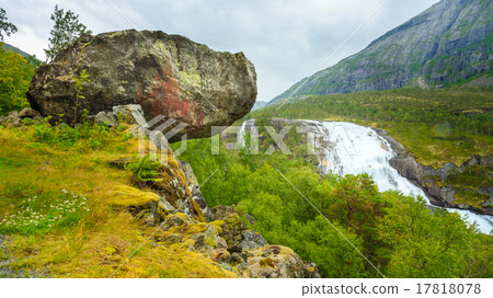 Landscape with Giant Tall Waterfall in the Valley 17818078