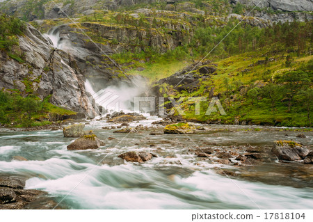 Beautiful Waterfall in the Valley of waterfalls in Beautiful Waterfall in the Valley of waterfalls in 17818104