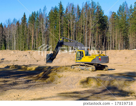 Yellow Excavator at Work 17819718