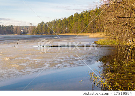 early spring with melting ice and snow 17819894