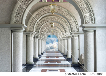 Beautiful Arched walkway with blue sky and cloun 17823085