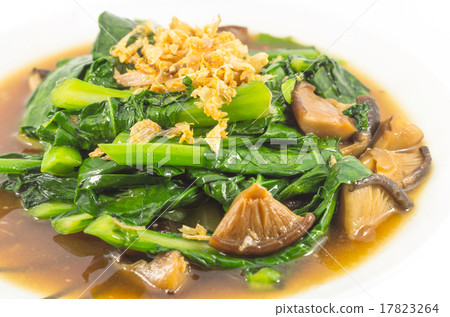 chinese broccoli fried with oyster sauce in the plate chinese broccoli fried with oyster sauce in the plate 17823264