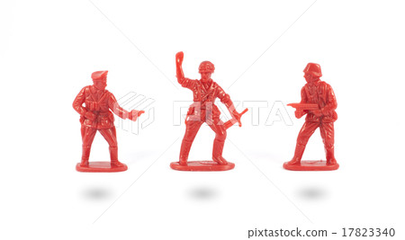 plastic toy soldiers on white background 17823340