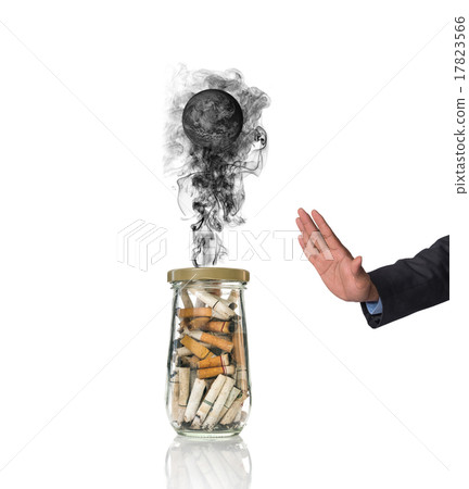 Hand forming NO with Cigarette butt in bottle with smoke Burning Hand forming NO with Cigarette butt in bottle with smoke Burning 17823566