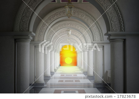 Beautiful Arched walkway with sunset Beautiful Arched walkway with sunset 17823678