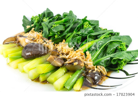 chinese broccoli fried with oyster sauce in the plate chinese broccoli fried with oyster sauce in the plate 17823904