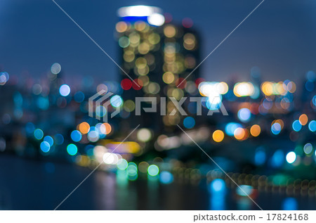 Bangkok cityscape at twilight time, Blurred Photo bokeh 17824168
