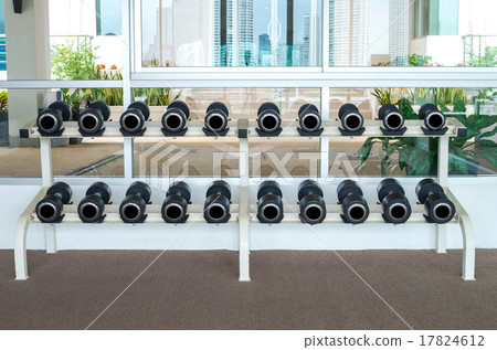 Rows of dumbbells in the fitness room 17824612