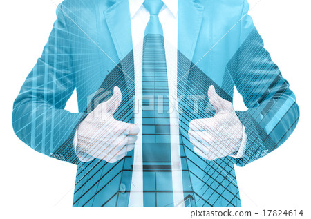 Double exposure of businessman with cityscape building glass 17824614