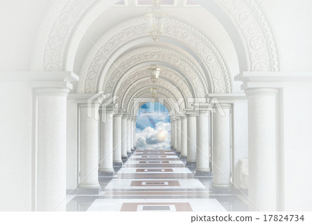 Beautiful Arched walkway with blue sky and cloud 17824734