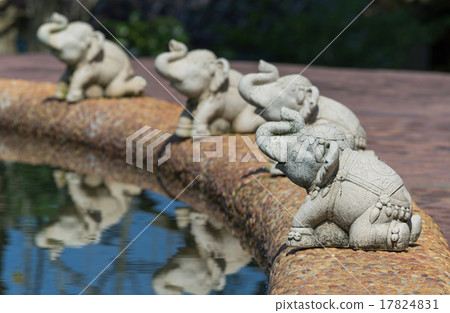Elephant Statue decorate around swimming pool Elephant Statue decorate around swimming pool 17824831