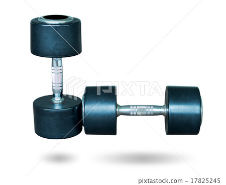 Big black dumbbells on white background 17825245