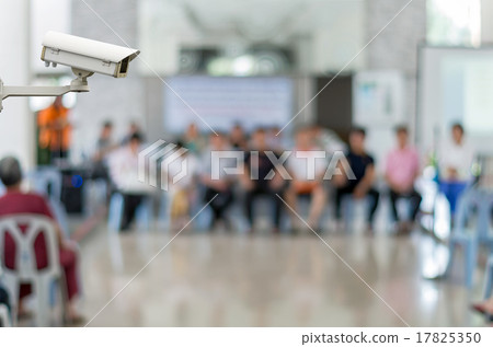 CCTV security camera on monitor the Meeting Blurred background a CCTV security camera on monitor the Meeting Blurred background a 17825350