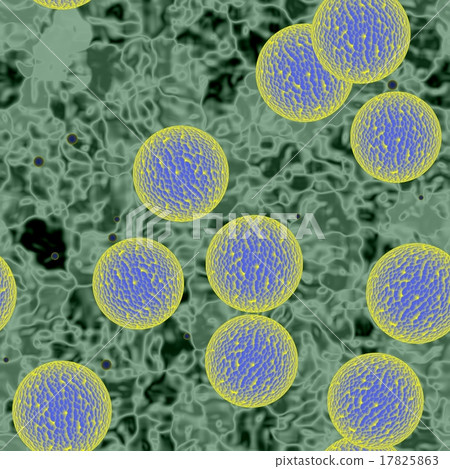 Blue green bacteria or virus spheres in liquid Blue green bacteria or virus spheres in liquid 17825863
