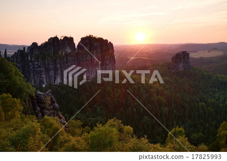 Popular climbers resort in Saxony park, Germany 17825993