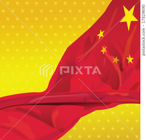 China flag in the wind of win gold sky China flag in the wind of win gold sky 17829690