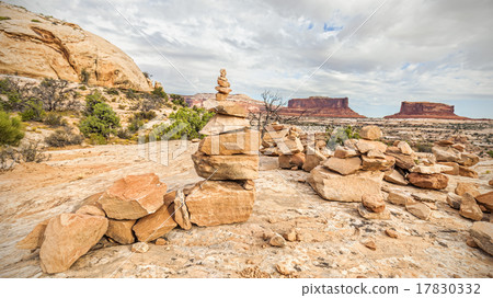 Trail stone footpath marking in Canyonlands. 17830332