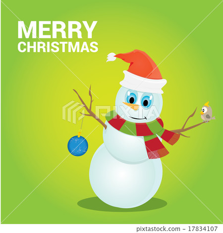 Vector snowman on blue sky background with stars. - Stock Illustration ...