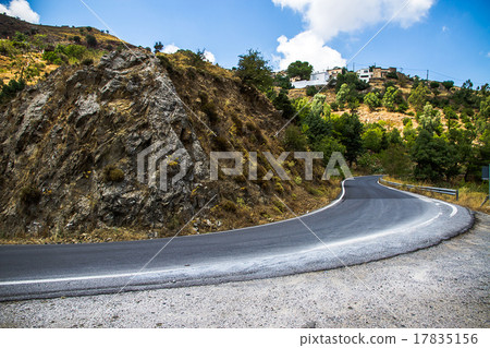 Curvy mountain road in Mediterranean mountains, 17835156