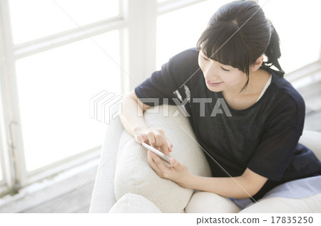 有智能手機的一名婦女 17835250