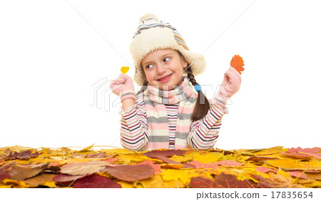 girl with autumn leaves on white girl with autumn leaves on white 17835654