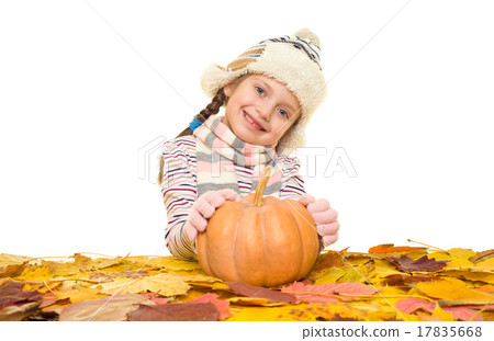 girl with autumn leaves on white girl with autumn leaves on white 17835668