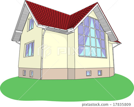 vector house with stained glass on the lawn vector house with stained glass on the lawn 17835809