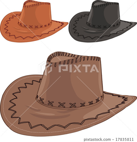 vector set of leather cowboy hats 17835811