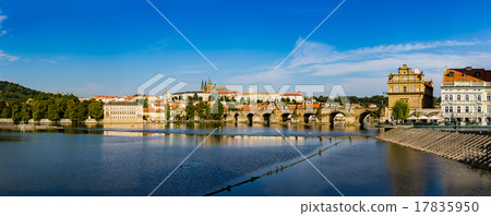 famous view of the prague castle and the charles bridge in pragu 17835950