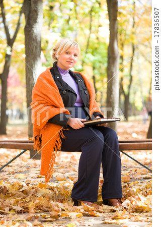 pregnant woman in autumn park 17836507