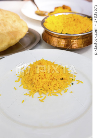 indian food, saffron rice and bhatura indian food, saffron rice and bhatura 17838675