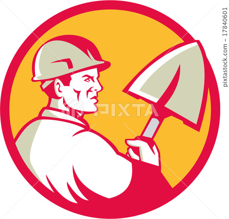 Construction Worker Spade Circle Retro Construction Worker Spade Circle Retro 17840601