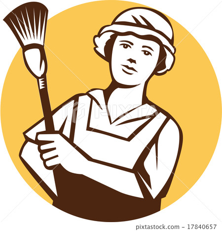 Maid Cleaner Duster Circle Retro 17840657