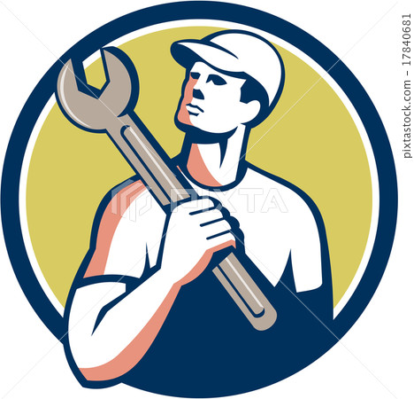 Tradesman Mechanic Spanner Circle Retro 17840681