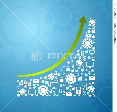 Abstract growing graph with communication icons 17841125