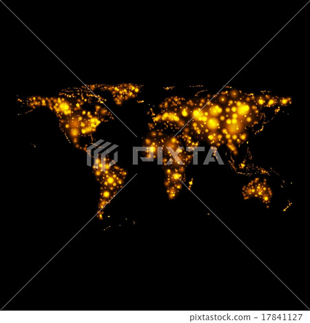 Bright glowing vector map on night Bright glowing vector map on night 17841127