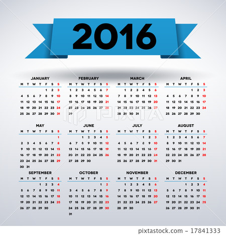 Calendar 2016 template design 17841333