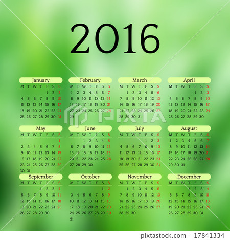 Calendar 2016 template design 17841334