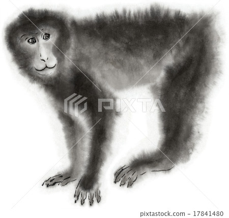 看著猴子水墨畫的圖片 17841480