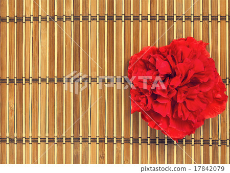 Bamboo pad for spa with red flower 17842079