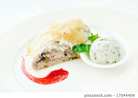 tasty strudel with ice cream 17844409