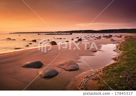 Orange sunset at the sea 17845317