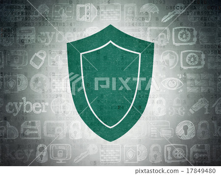 Security concept: Shield on Digital Paper 17849480