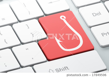 Safety concept: Fishing Hook on computer keyboard 17849506