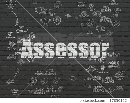 Insurance concept: Assessor on wall background Insurance concept: Assessor on wall background 17850122