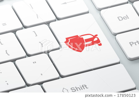 Insurance concept: Car And Shield on computer Insurance concept: Car And Shield on computer 17850123