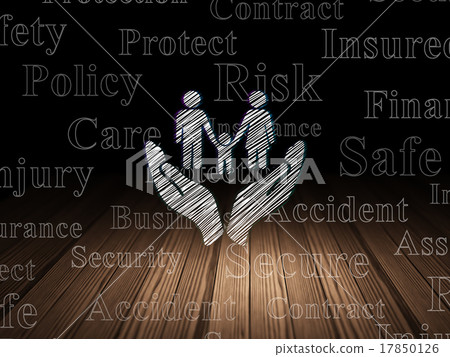 Insurance concept: Family And Palm in grunge dark 17850126