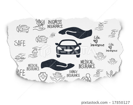 Insurance concept: Car And Palm on Torn Paper 17850127