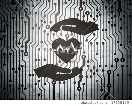 Insurance concept: circuit board with Heart And 17850129