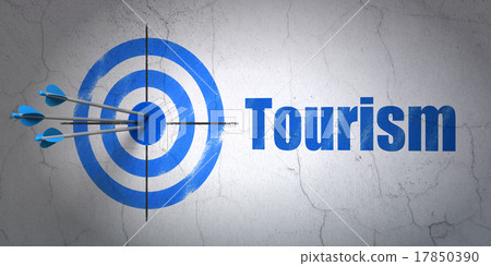 Tourism concept: target and Tourism on wall Tourism concept: target and Tourism on wall 17850390
